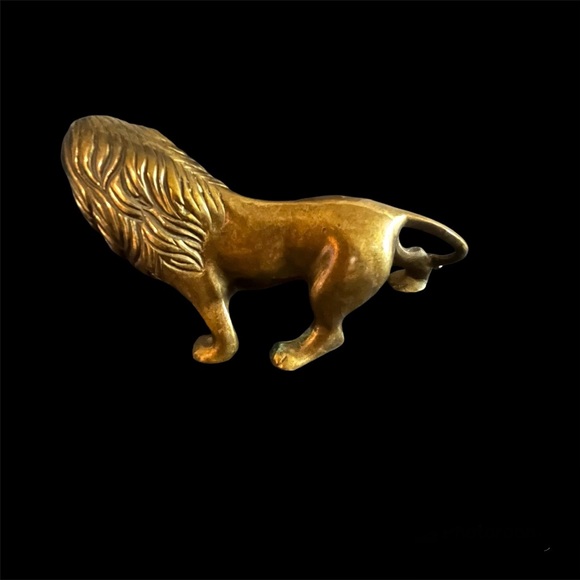 ηξψ Solid Brass Heavy Vintage Roaring Lion King of the Jungle Statue Figurine - Picture 6 of 12